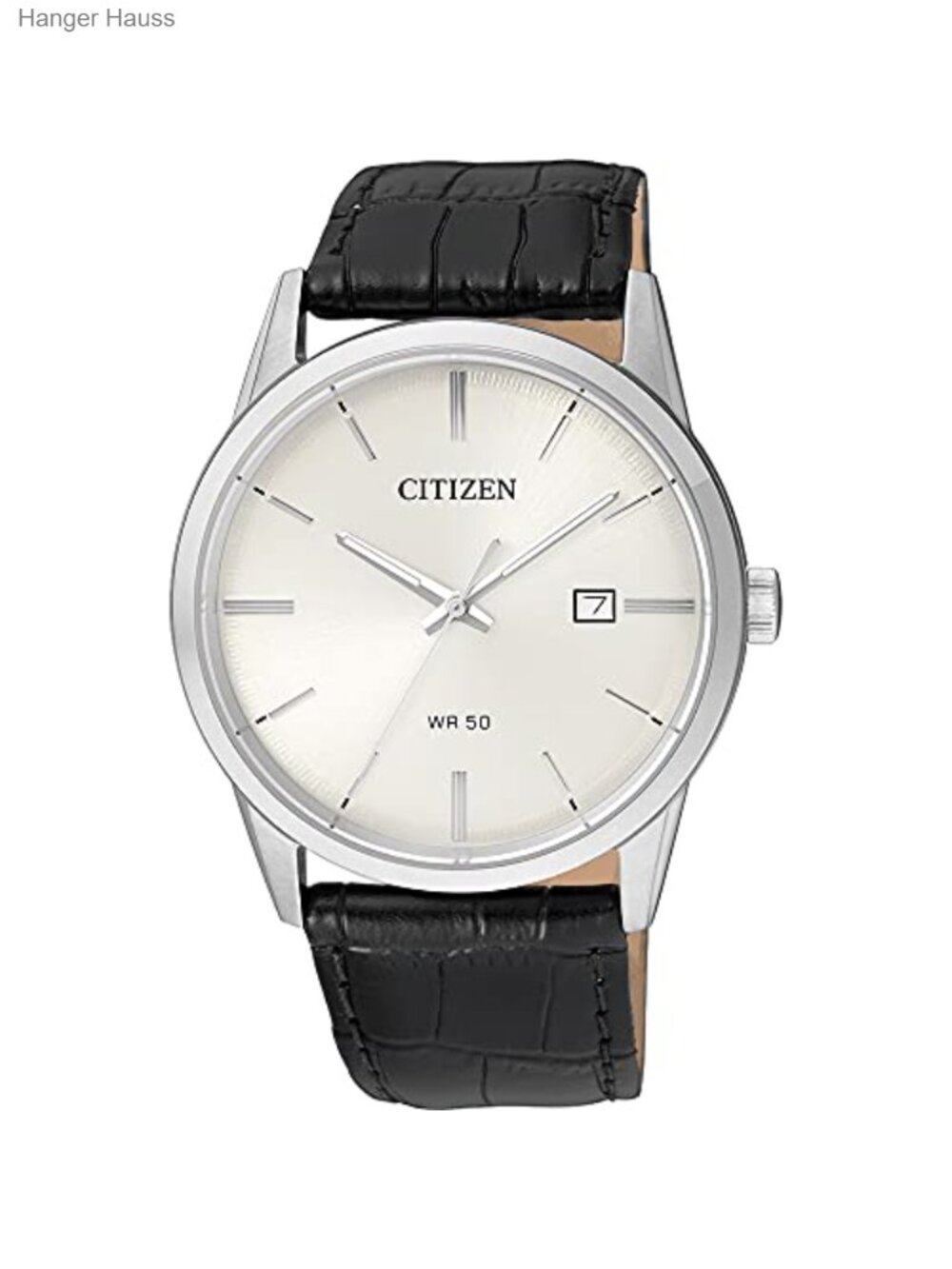 Men's Citizen Quartz Watch, Stainless Steel Case with Leather Strap, Casual